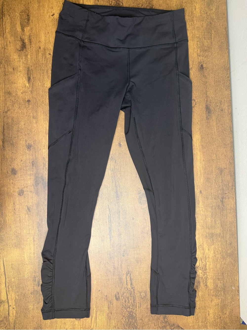 Lululemon Run Tempo Crop Black High-Waist Workout Leggings Size 6